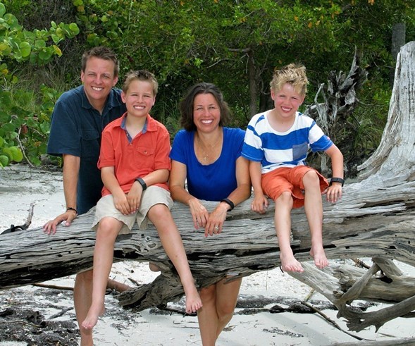 Tom Caudill and his family - Tom, son Tanner, wife Mary Beth (Muskingum women's soccer coach) and son Ty.